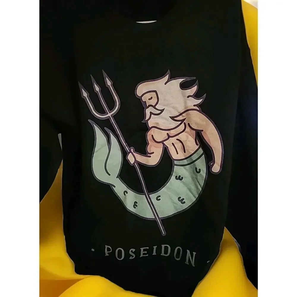 Poseidon Greek God‎ of Water Mythology Mens Sweatshirt Large New A98 Excellent